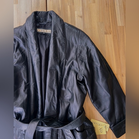 Vintage Excelled Black Leather Trench - Picture 2 of 13